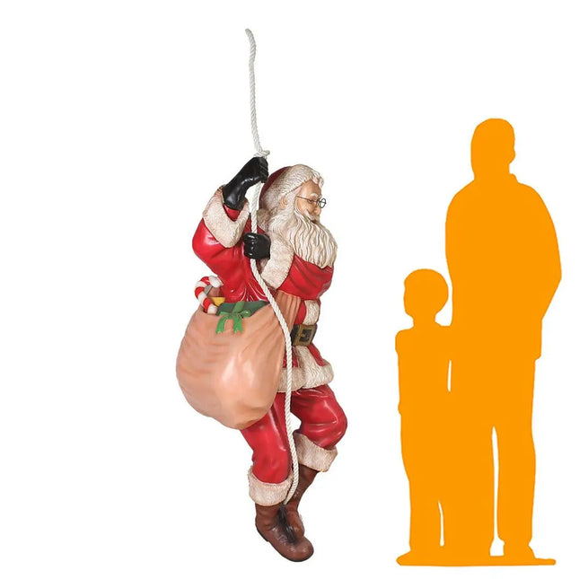 Santa Claus Climbing Rope Life Size Statue LM Treasures - T