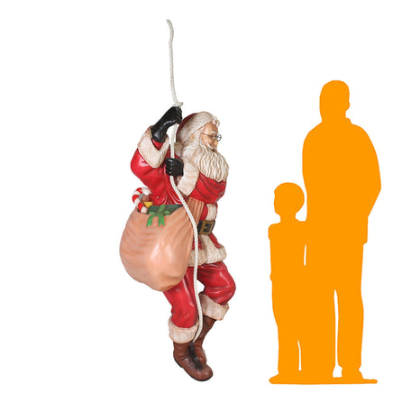 Santa Claus Climbing Rope Life Size Statue - LM Treasures 