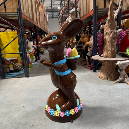 Chocolate Easter Bunny on Base Life Size Statue