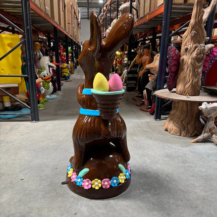 Chocolate Easter Bunny on Base Life Size Statue