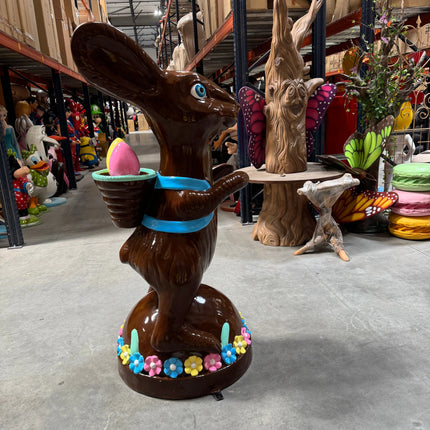 Chocolate Easter Bunny on Base Life Size Statue