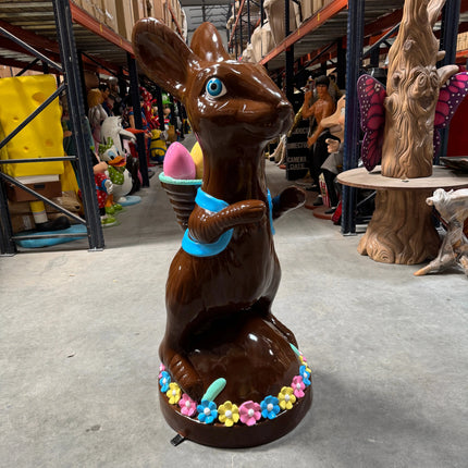 Chocolate Easter Bunny on Base Life Size Statue