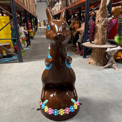 Chocolate Easter Bunny on Base Life Size Statue