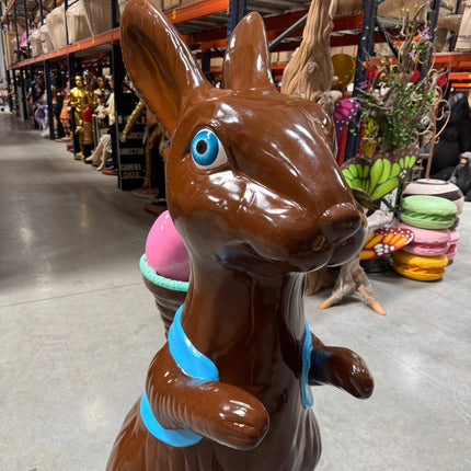 Chocolate Easter Bunny on Base Life Size Statue