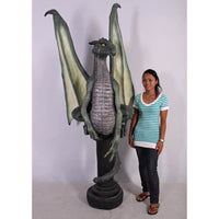Green Dragon On Post Life Size Statue - LM Treasures 