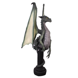 Green Dragon On Post Life Size Statue - LM Treasures 