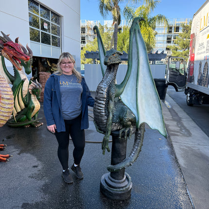 Green Dragon On Post Life Size Statue