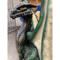 Green Dragon On Post Life Size Statue - LM Treasures 