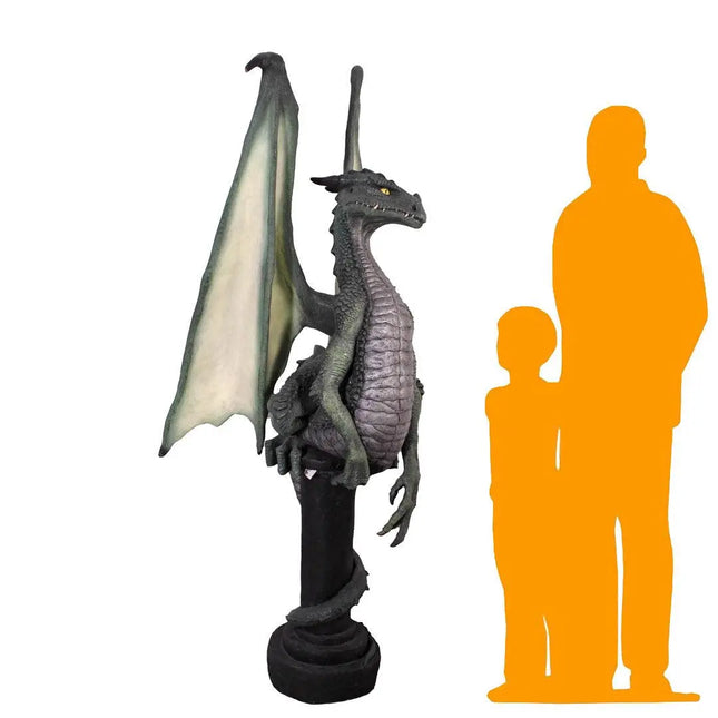 Green Dragon On Post Life Size Statue LM Treasures - H