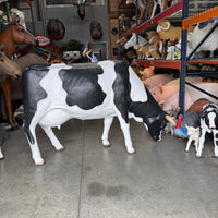 Large Holstein Cow Gazing Life Size Statue - LM Treasures 