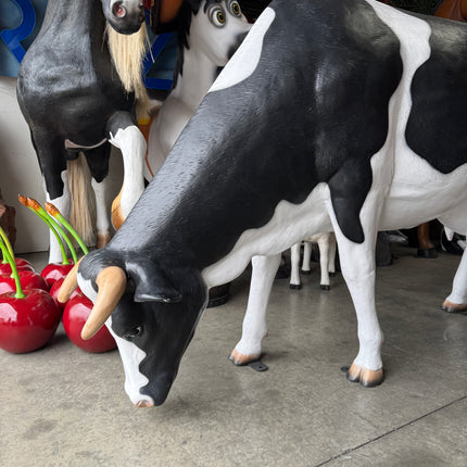 Large Holstein Cow Grazing Life Size Statue