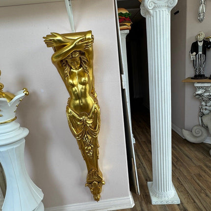 Gold Lady Column Life Size Statue