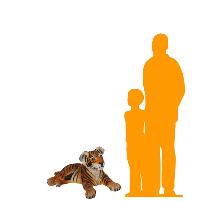 Laying Bengal Tiger Cub Life Size Statue