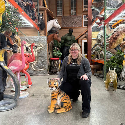 Sitting Bengal Tiger Cub Life Size Statue