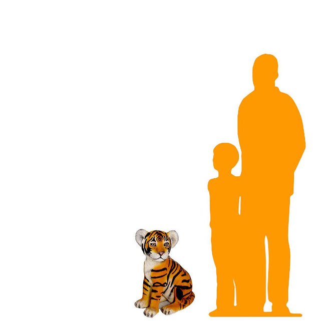 Sitting Bengal Tiger Cub Life Size Statue - LM Treasures 
