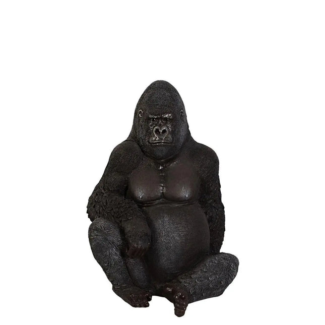 Small Silver Back Gorilla Sitting Life Size Statue LM Treasures - H