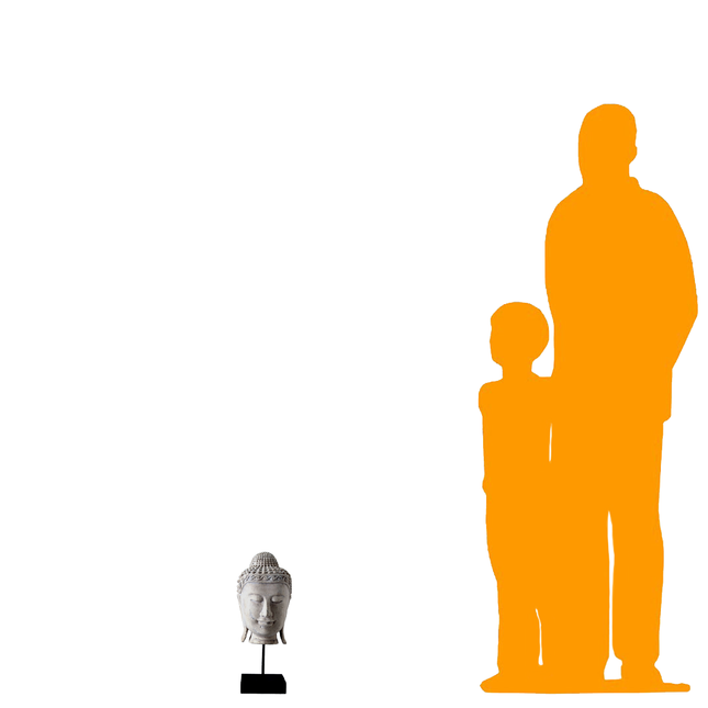 Ancient Buddha Head on Stand Stone Finish Statue LM Treasures - H