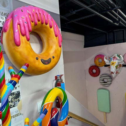 Large Donut Smiley Over Sized Statue