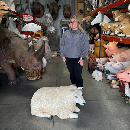 Laying Texelaar Lamb Life Size Statue