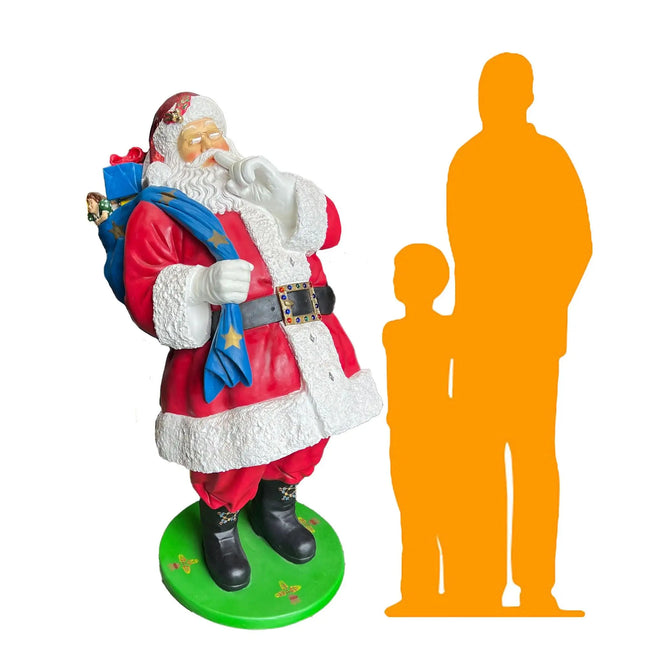 Santa Claus With Sack Life Size Christmas Statue LM Treasures - A