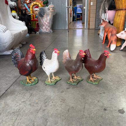Red Chicken Life Size Statue
