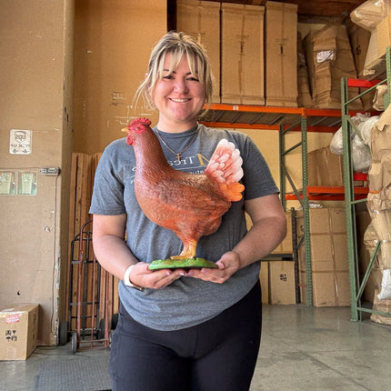 Brown Chicken Life Size Statue