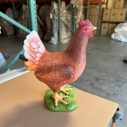 Brown Chicken Life Size Statue