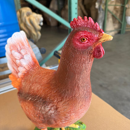 Brown Chicken Life Size Statue