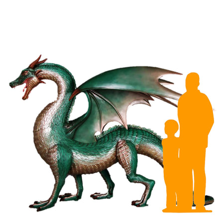 Large Green Dragon Standing Life Size Statue - LM Treasures 