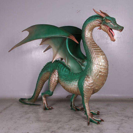 Large Green Dragon Standing Life Size Statue - LM Treasures 