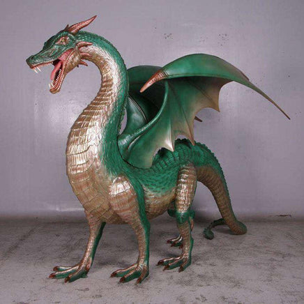 Large Green Dragon Standing Life Size Statue - LM Treasures 