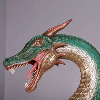 Large Green Dragon Standing Life Size Statue - LM Treasures 