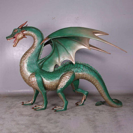 Large Green Dragon Standing Life Size Statue - LM Treasures 