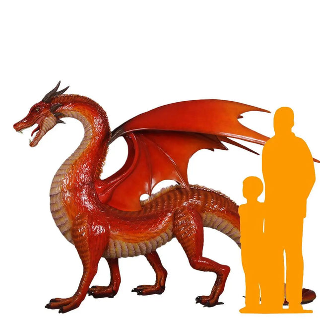 Large Red Dragon Standing Life Size Statue LM Treasures - H