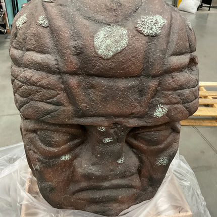 Stone Olmec Head Bust Concrete Statue