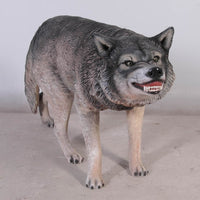 Growling Wolf Life Size Statue - LM Treasures 