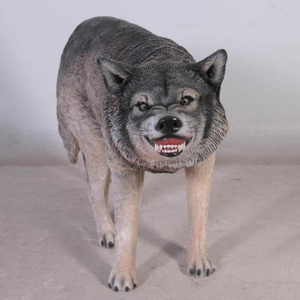 Growling Wolf Life Size Statue - LM Treasures 