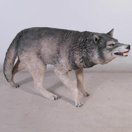 Growling Wolf Life Size Statue - LM Treasures 