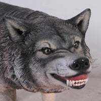 Growling Wolf Life Size Statue - LM Treasures 