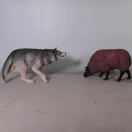 Growling Wolf Life Size Statue - LM Treasures 