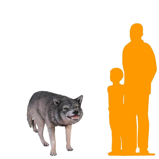Growling Wolf Life Size Statue - LM Treasures 