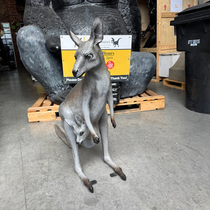 Small Kangaroo With Joey Life Size Statue