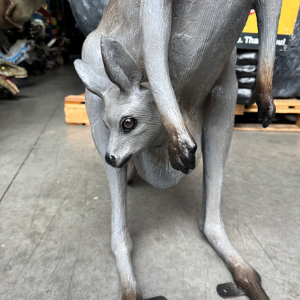 Small Kangaroo With Joey Life Size Statue