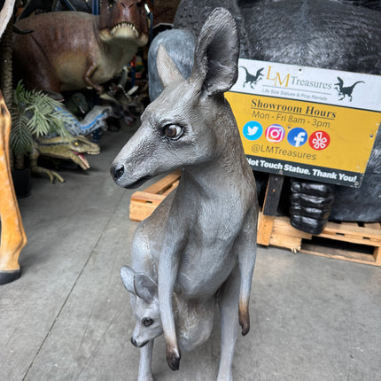 Small Kangaroo With Joey Life Size Statue