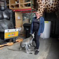Small Kangaroo With Joey Life Size Statue