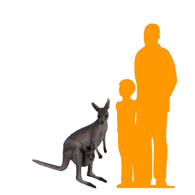Small Kangaroo With Joey Life Size Statue