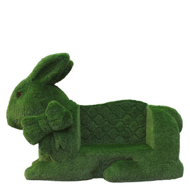 Grassy Bunny Bench Statue