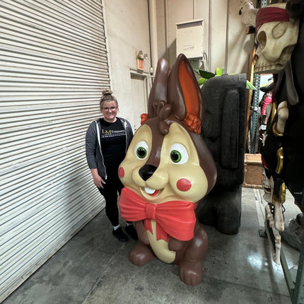 Giant Pink Chocolate Easter Bunny Statue - LM Treasures 