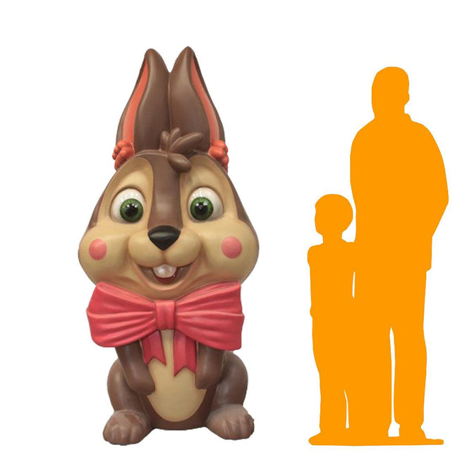 Giant Pink Chocolate Easter Bunny Statue - LM Treasures 