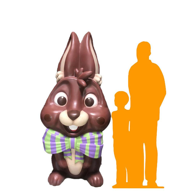 Giant Striped Chocolate Easter Bunny Statue - LM Treasures 